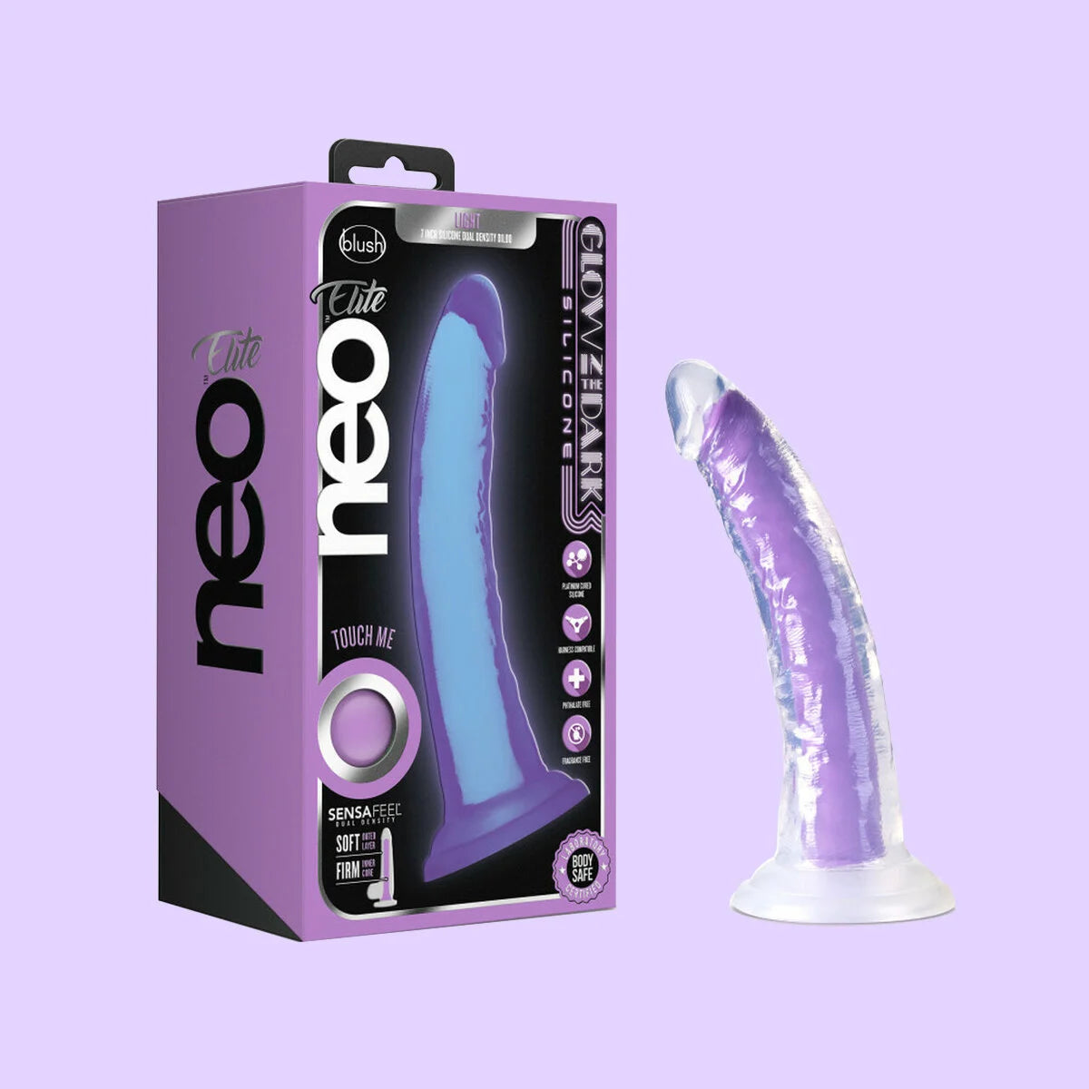 Neo Elite - Glow in the Dark - Light - 7 inch Silicone Dual Density