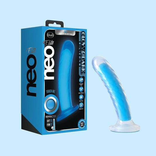 Neo Elite - Glow in the Dark - Tao - 7 inch Silicone Dual Density - Neon Blue