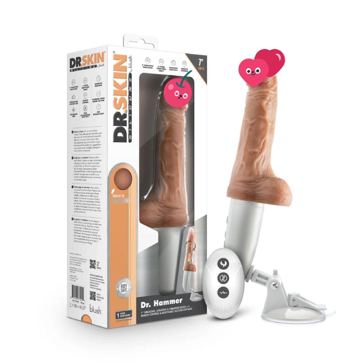 Dr. Skin Silicone - Dr. Hammer - 7 Inch Thrusting Dildo