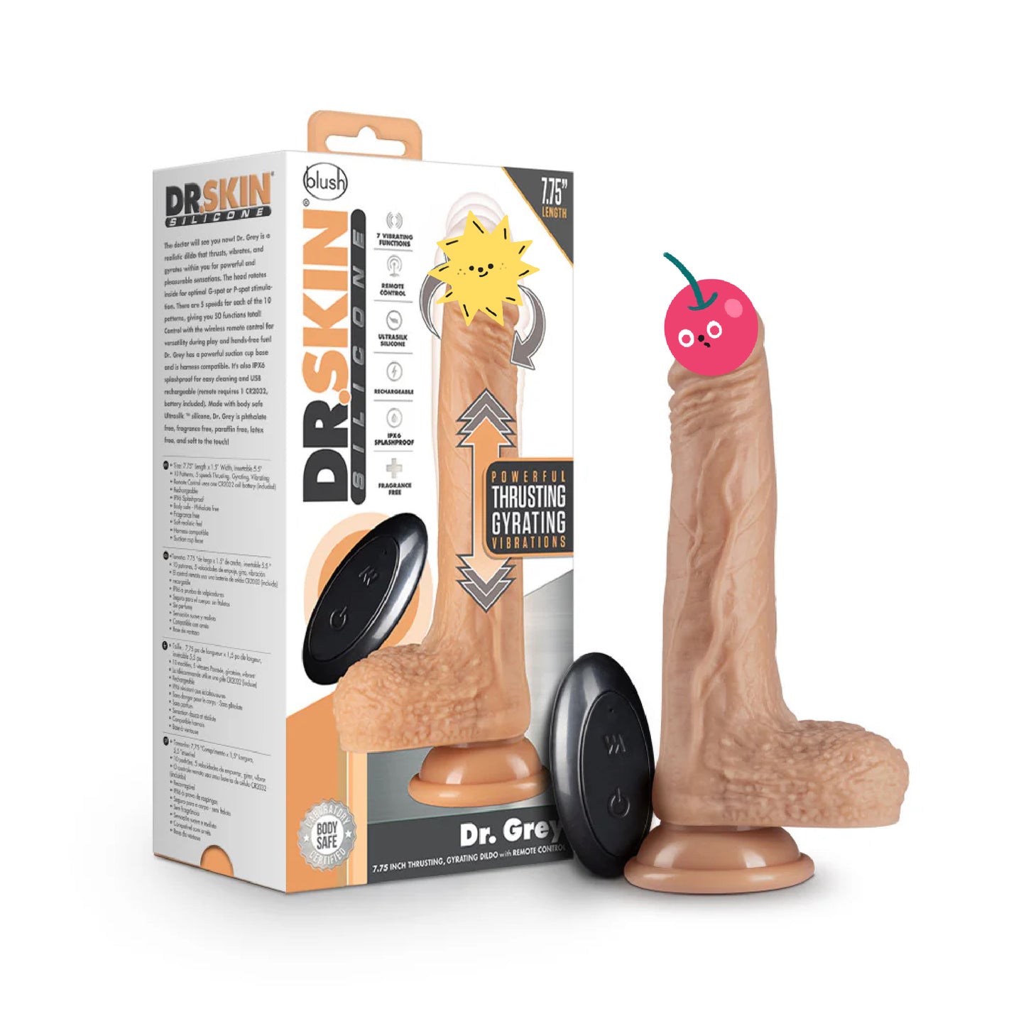 Dr. Grey Vanilla 7.75-Inch Thrusting Gyrating Dild0 with Remote Control