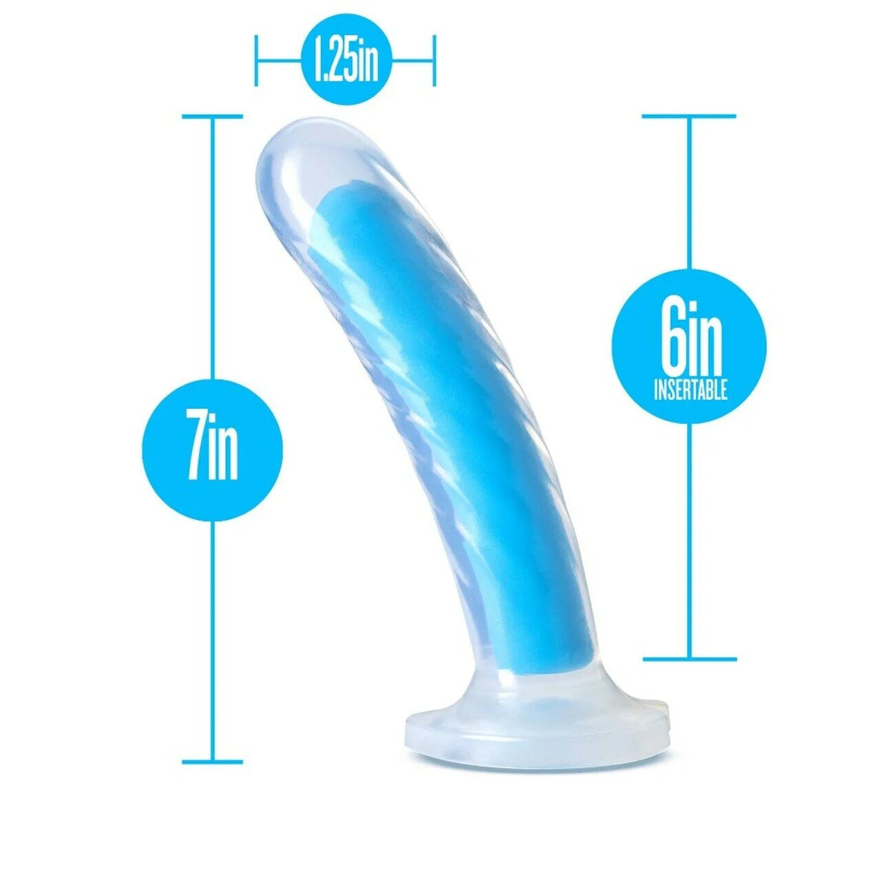 Neo Elite - Glow in the Dark - Tao - 7 inch Silicone Dual Density - Neon Blue